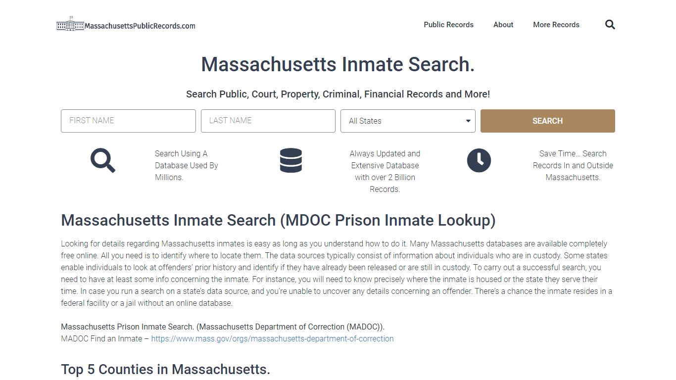 Massachusetts Inmate Search (MDOC ...