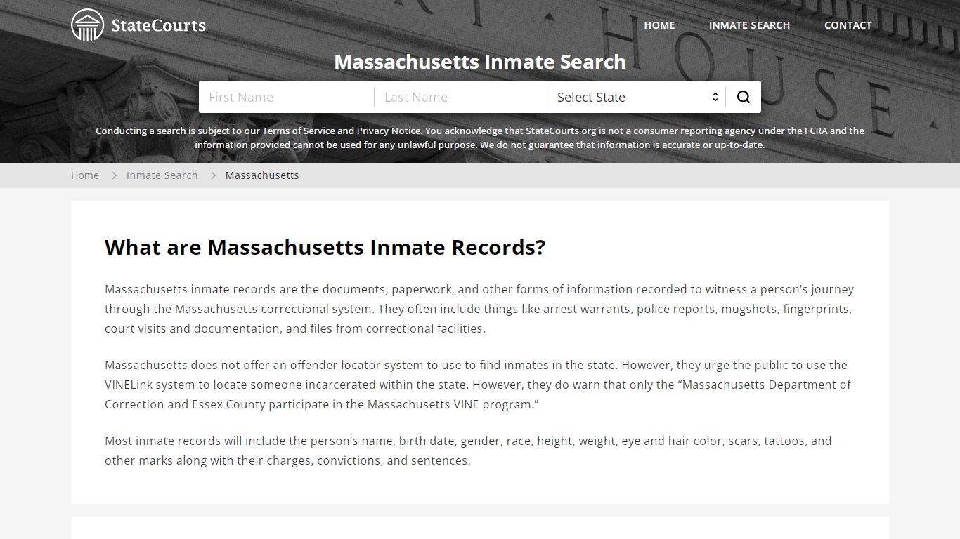 Massachusetts Inmate Search, Prison and Jail Information ...